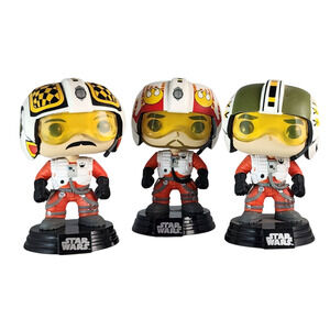 Funko Pop! Vinyl: Star Wars 3 Pack X-Wing Pilots Biggs, Wedge, Porkin. No Box.
